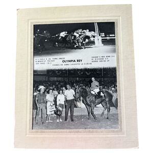 1966 Olympia Rey Horse Racing Photo Evangeline Downs LA Winner Moncrief B&W